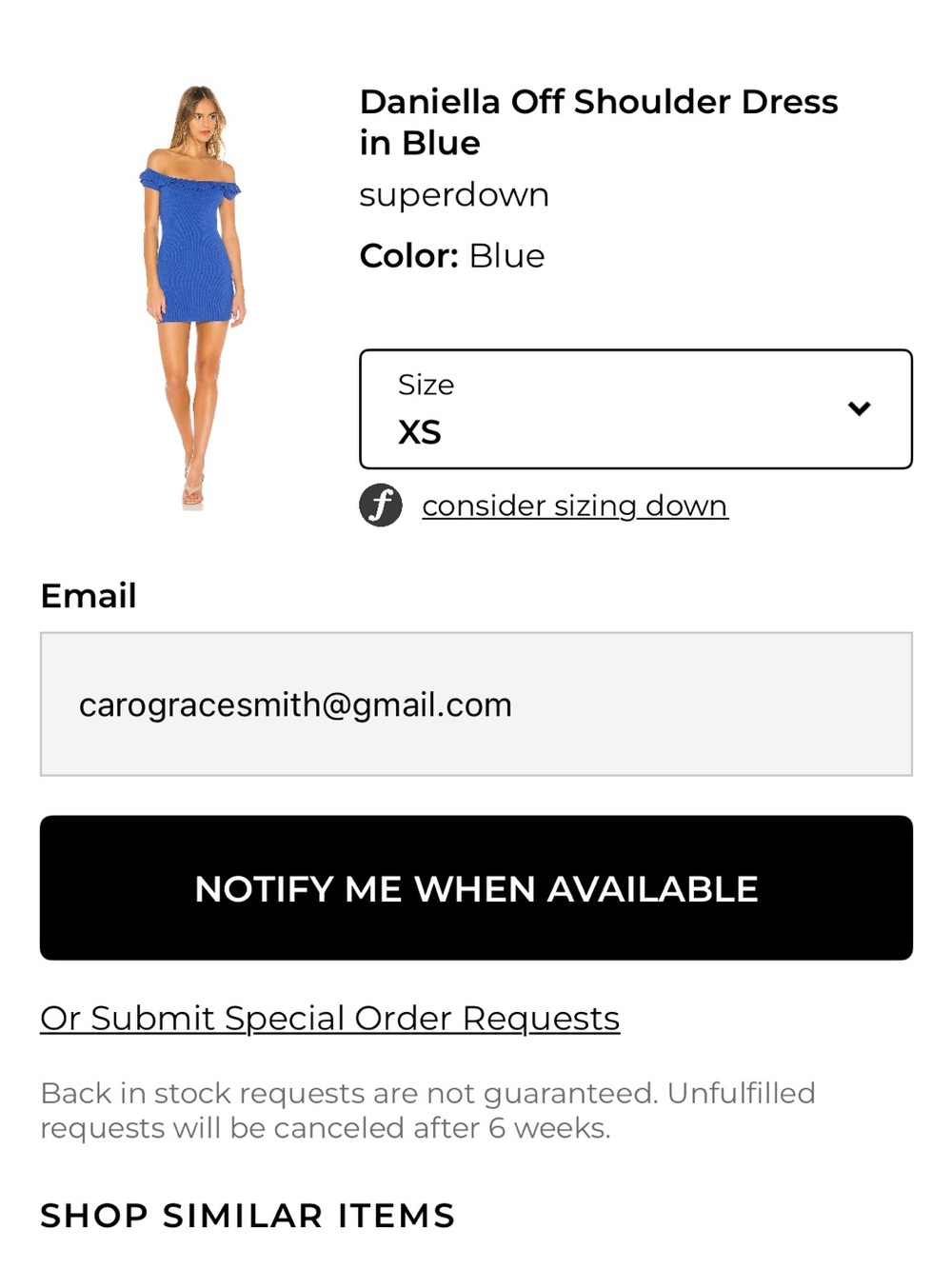 Revolve superdown Blue Rib Off-Shoulder Ruffle Mini Dress - Picture 6 of 6